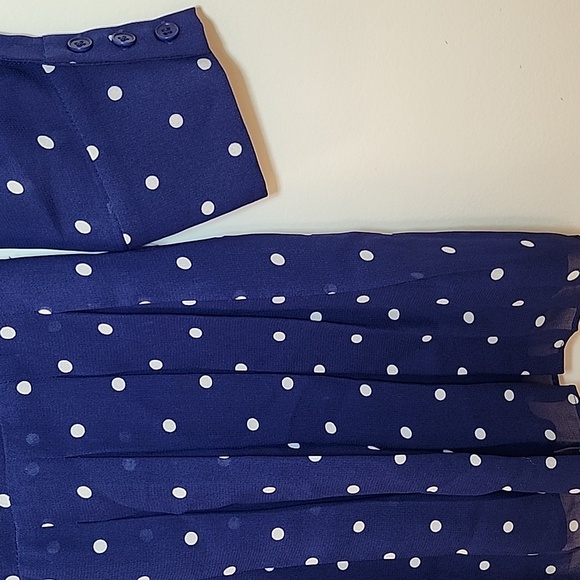 Reformation Tamia Mini dress navy Danube polkadot pattern black collar Sz 0 - Picture 14 of 16